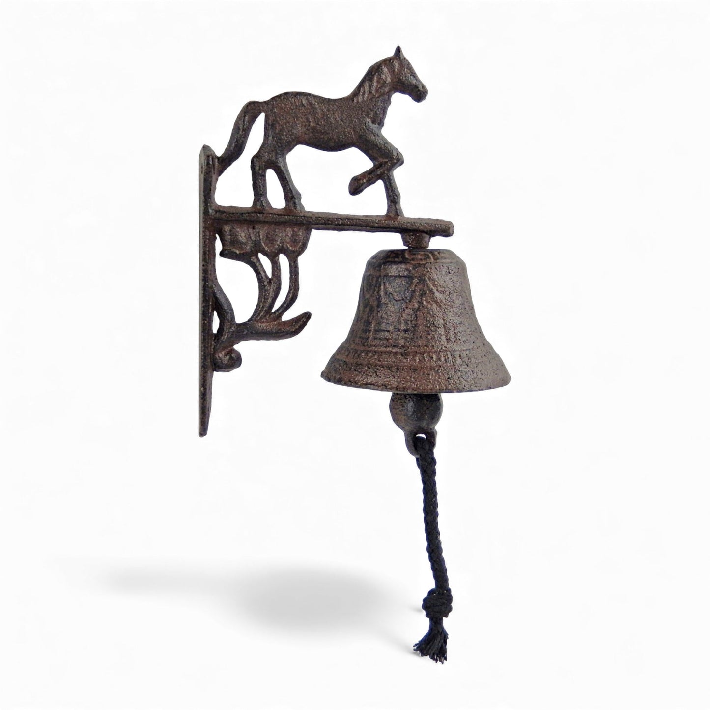 Horse Doorbell, Cast Iron Rustic Wall Bell with Rope Pull