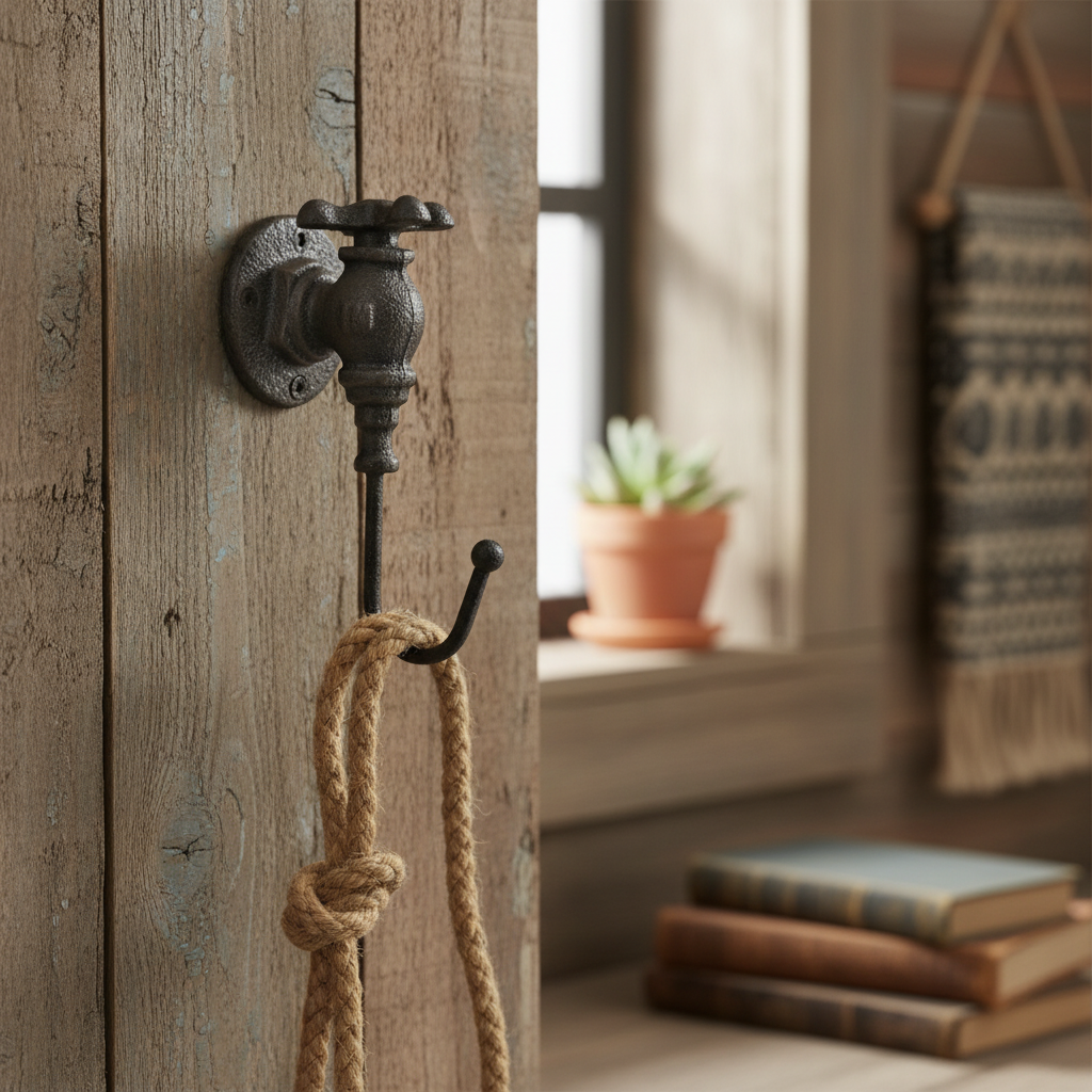 Faucet Wall Hook, Industrial Cast Iron for Kitchen or Utility Room
