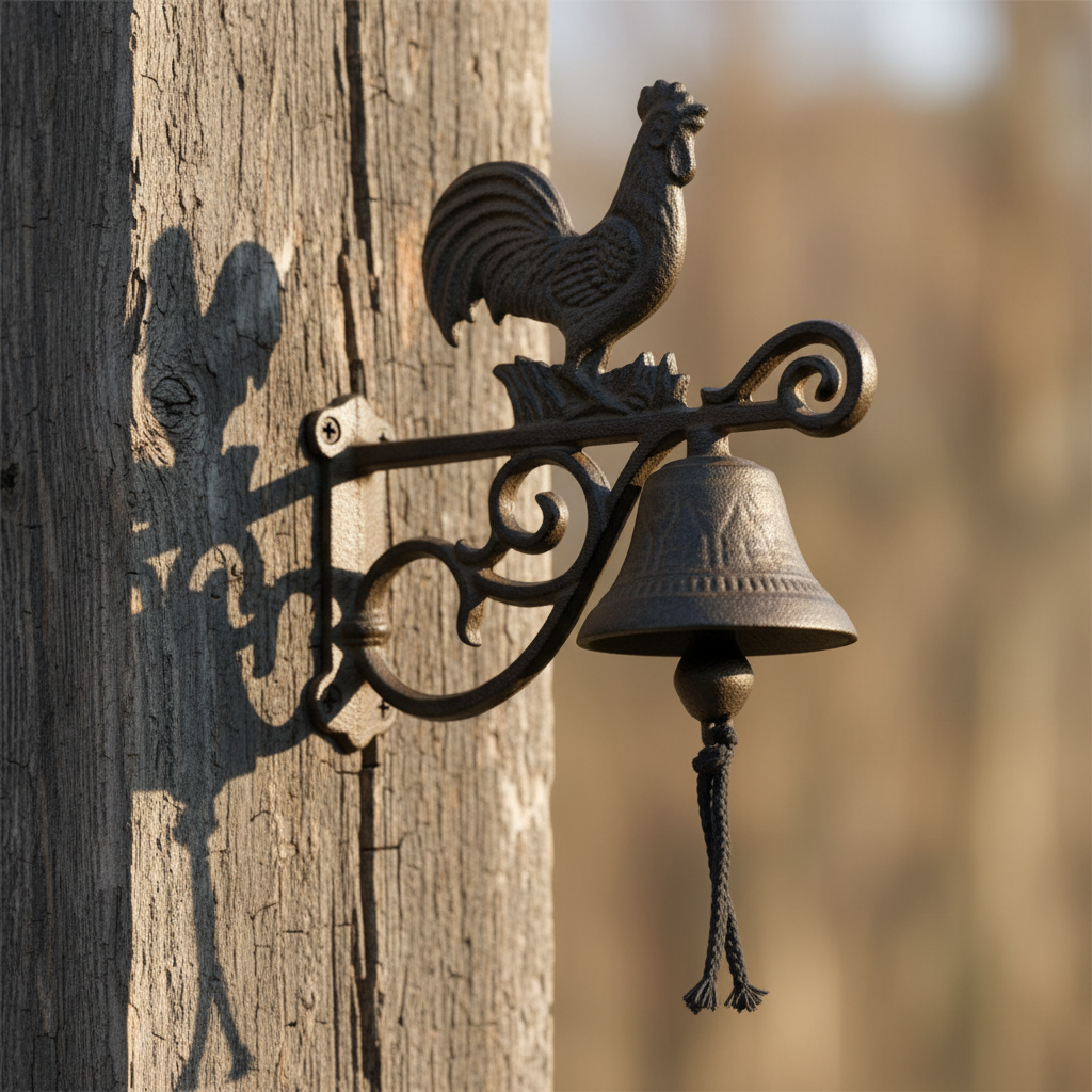 Rooster Doorbell, Cast Iron Farmhouse Porch Bell and Chime