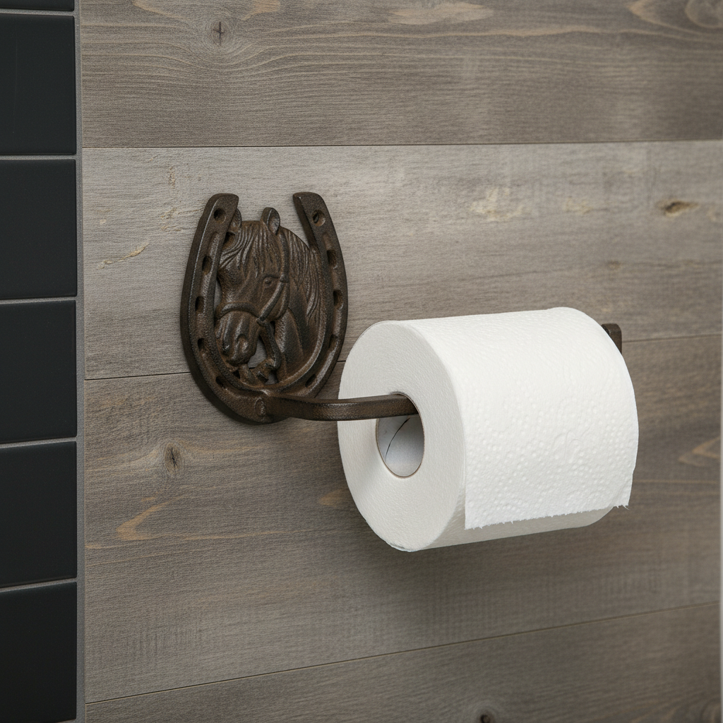 Horse Head and Horseshoe Tissue Holder, Western Cast Iron