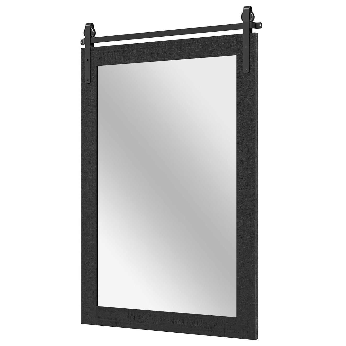 Rustic Wood Frame Barn Door Style Farmhouse Wall Mirror