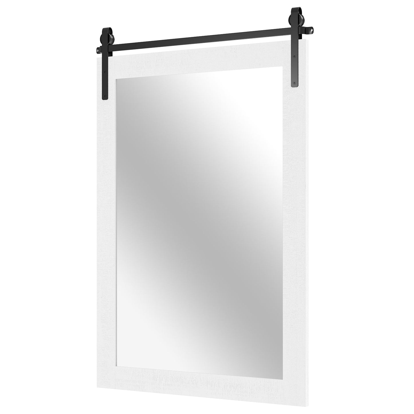 Rustic Wood Frame Barn Door Style Farmhouse Wall Mirror