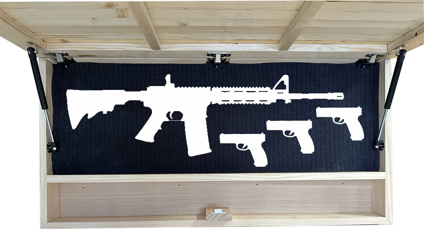 Large American Flag Gun Safe - Quick Access Hidden Gun Safe for Rifles, Shotguns, & Handguns - Gun Concealment Furniture with Magnetic Lock - Gun Self Hidden Storage (Black)
