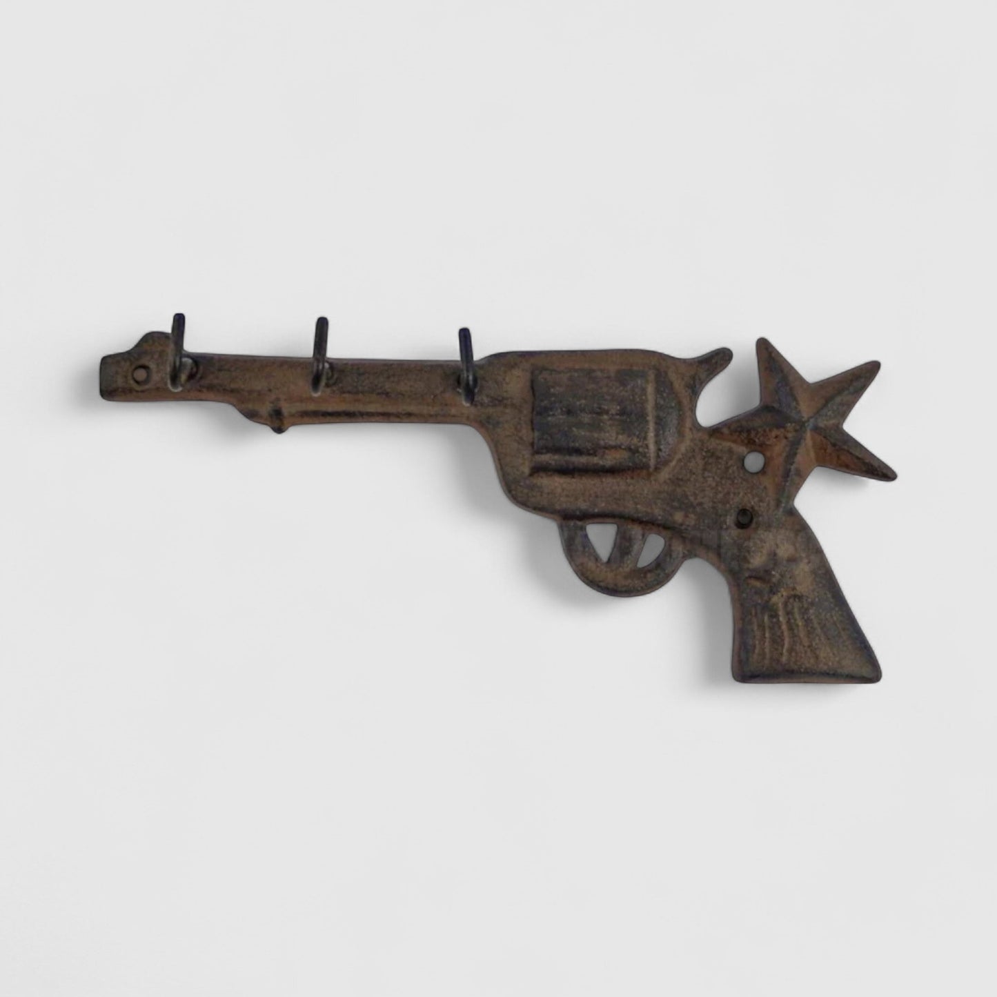 Gun Wall Hooks with Star, Western Cast Iron for Coats and Keys