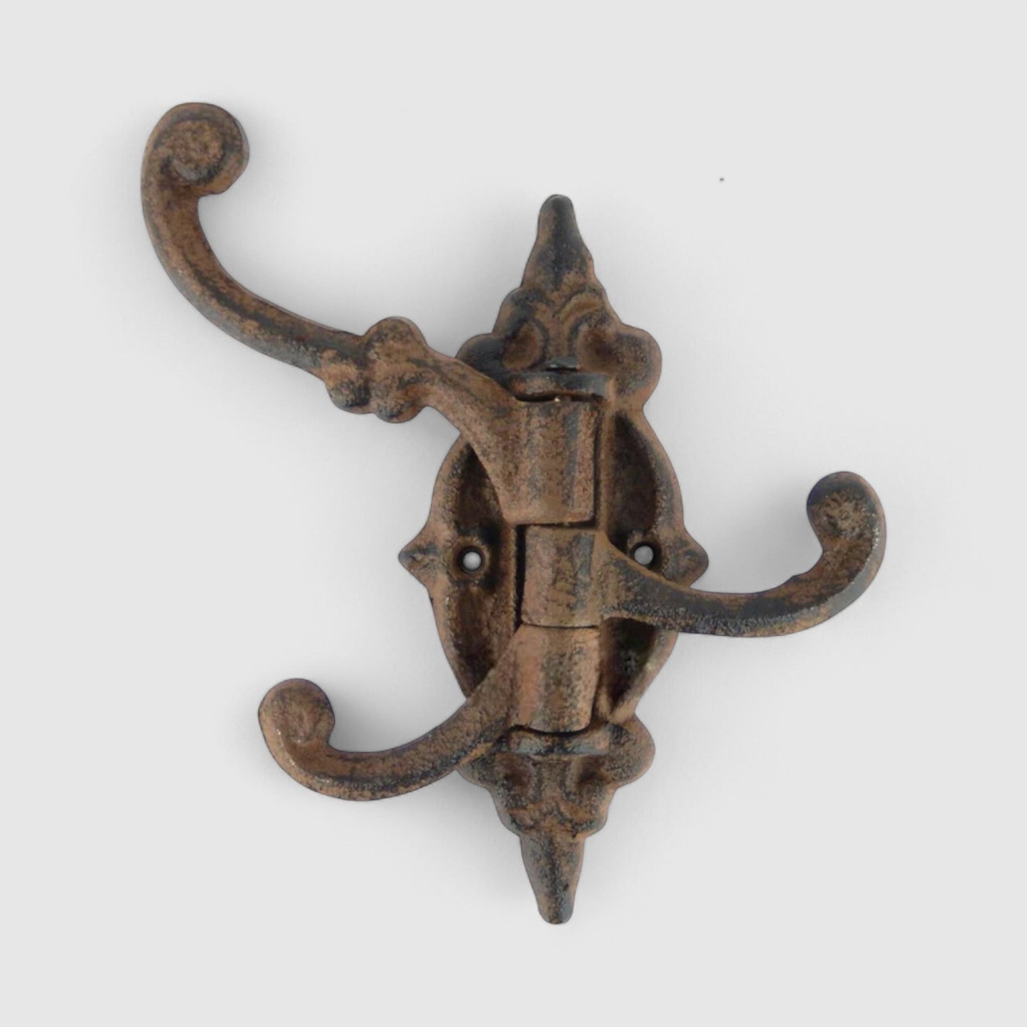 Triple Tier Wall Hooks, Cast Iron Rustic for Coats, Keys or Hats