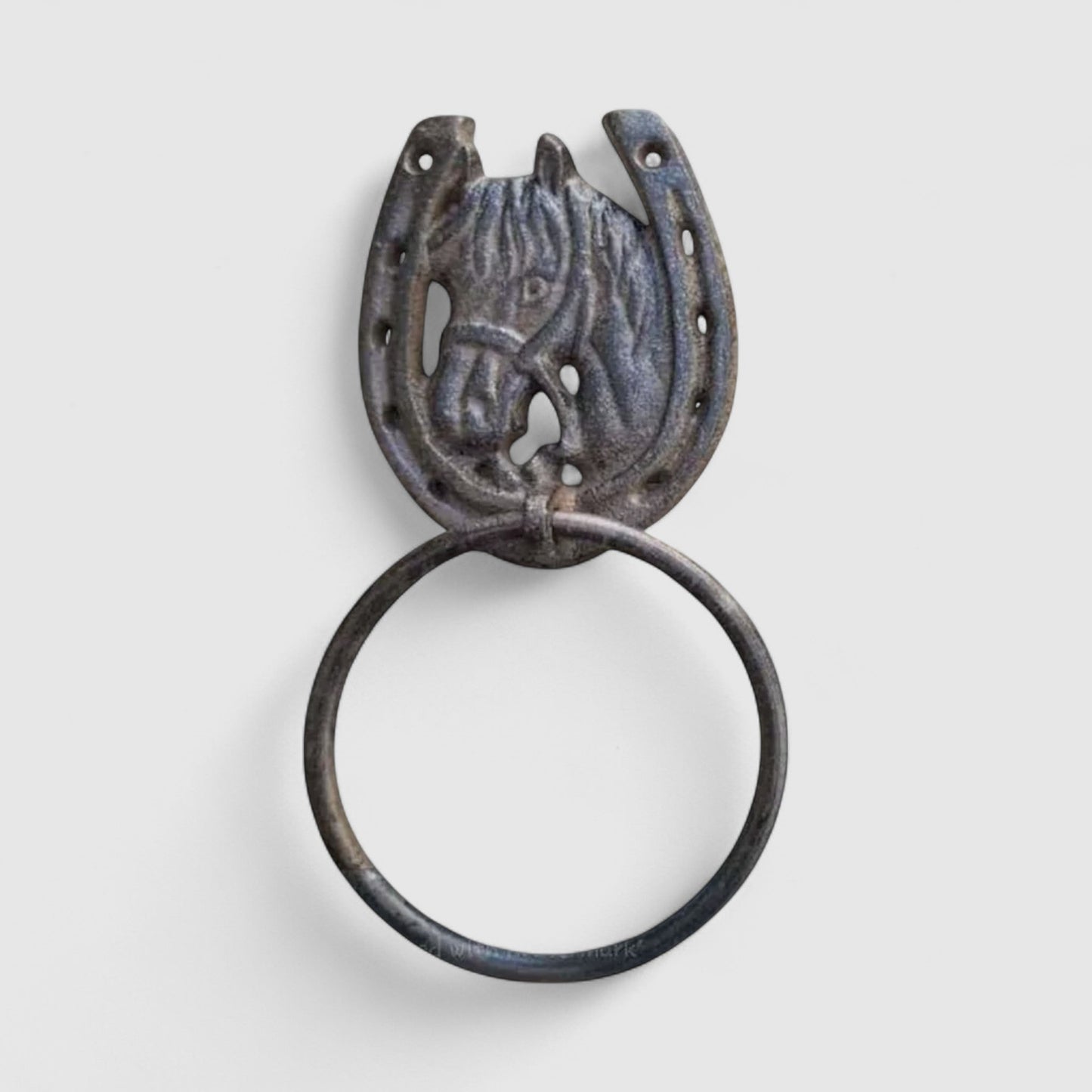 Horse Head Towel Ring, Equestrian Cast Iron for Bath or Kitchen