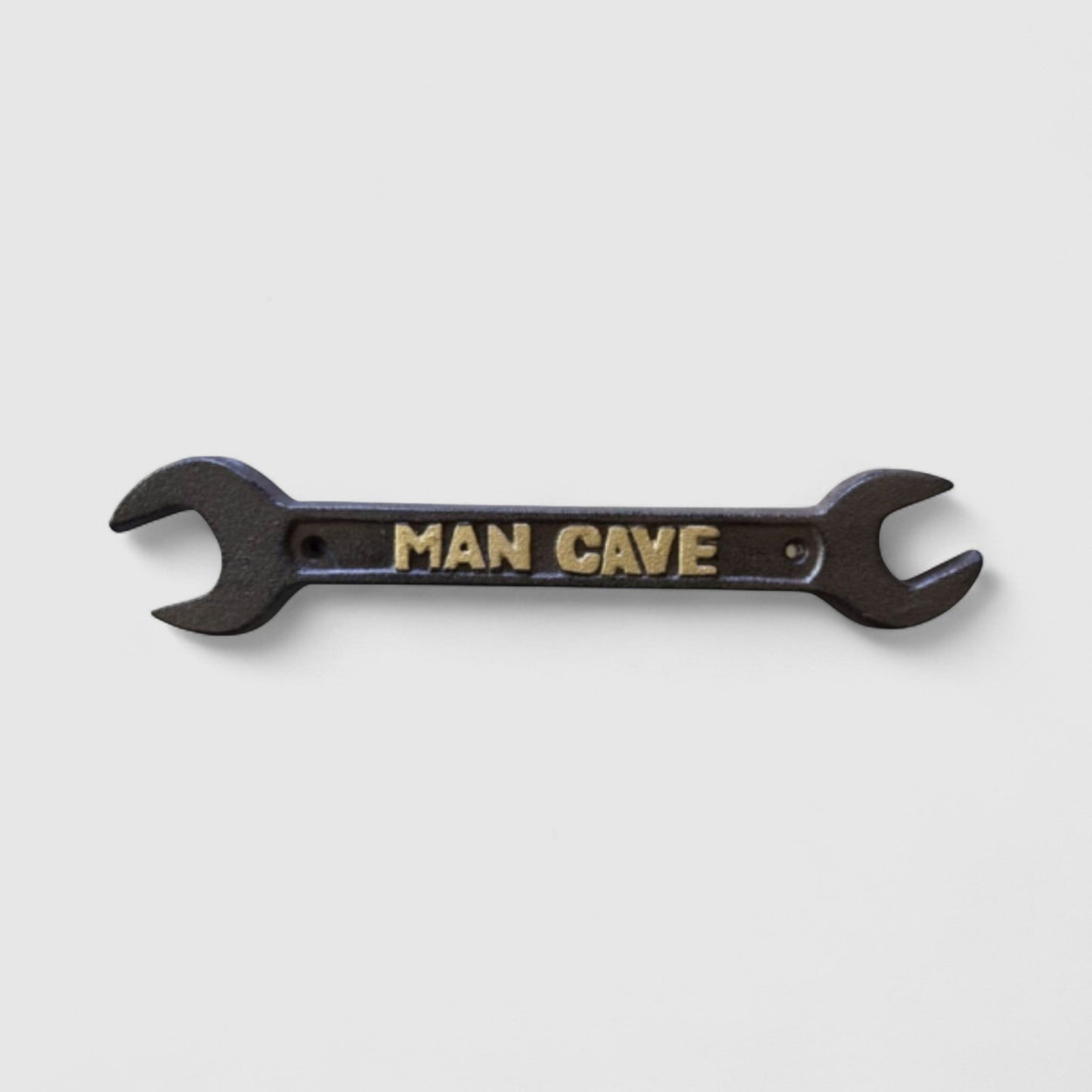 Spanner Wrench Man Cave Plaque, Cast Iron Industrial Garage Decor