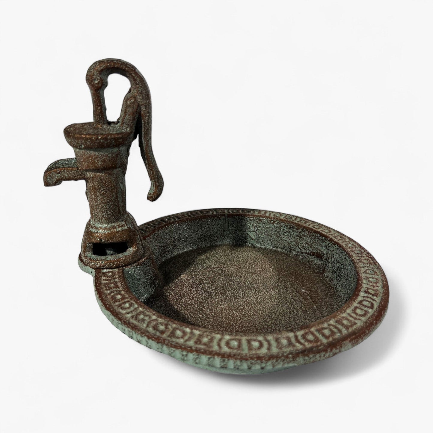 Water Pump Bird Bath, Rustic Cast Iron Garden and Patio Decor